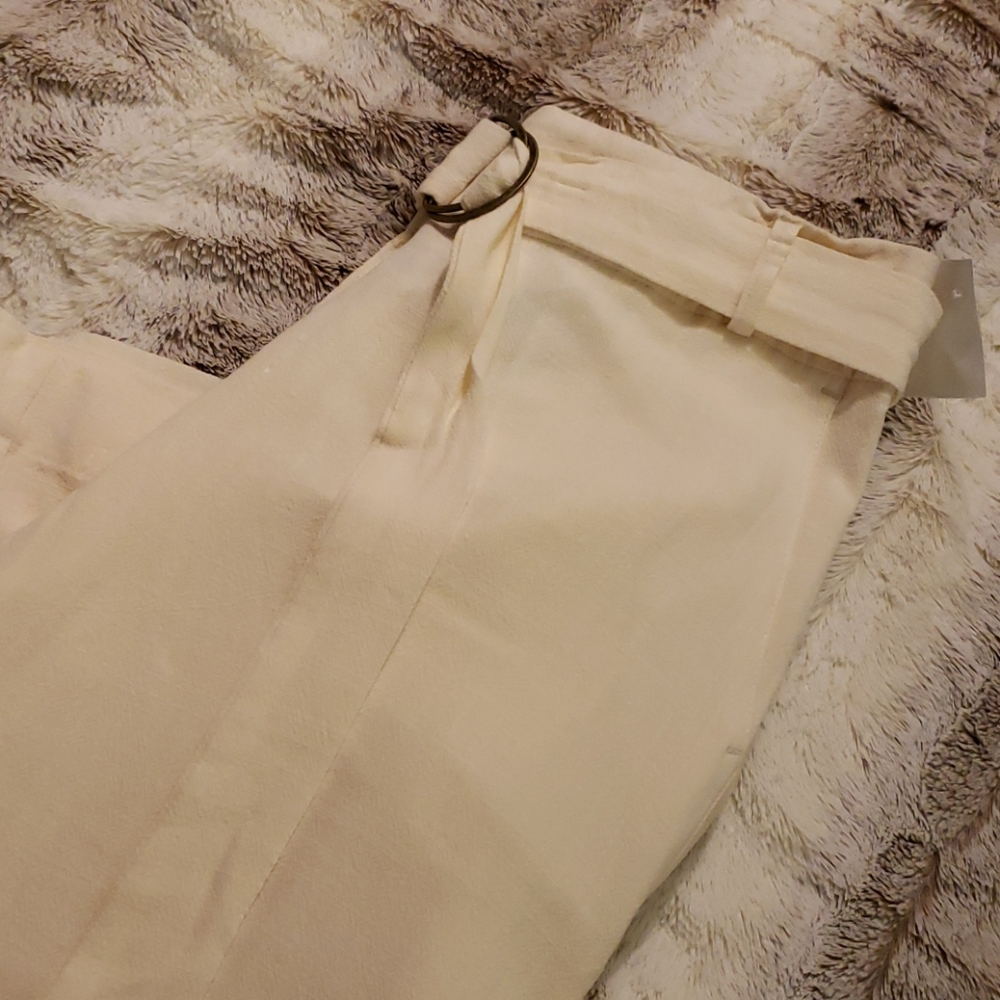 Wide Leg Belted Cropped Slacks